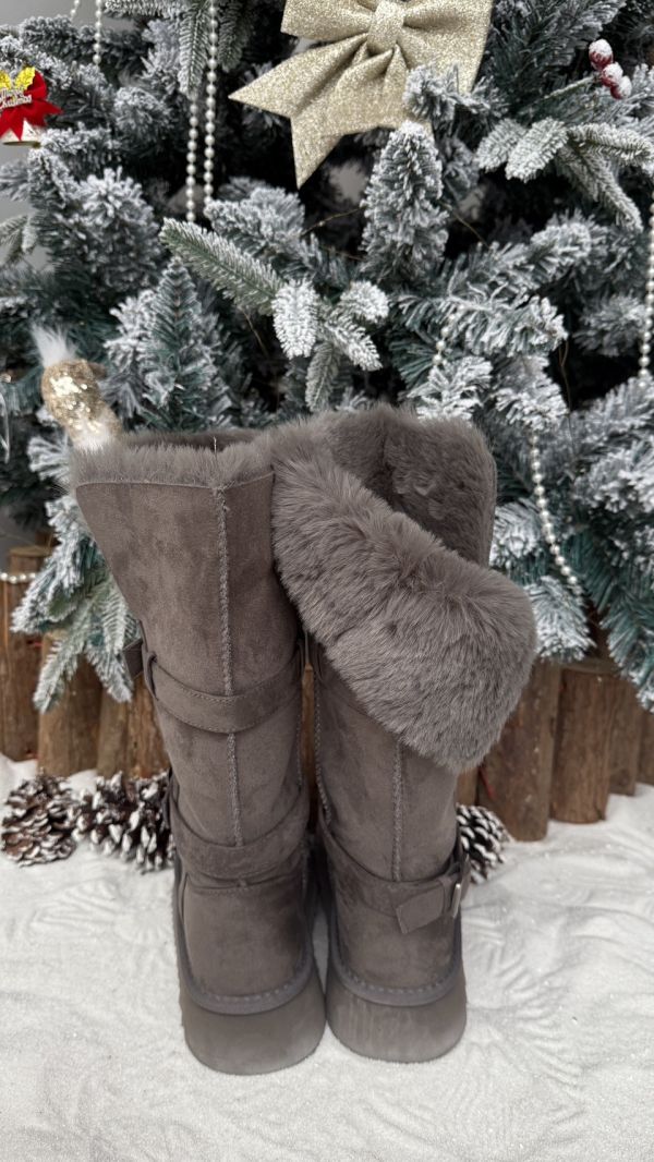 水貂毛可翻折雪靴 