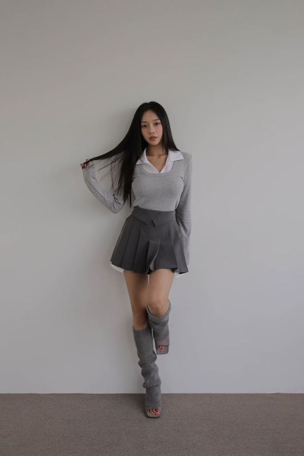 S06.拼色翻領上衣 