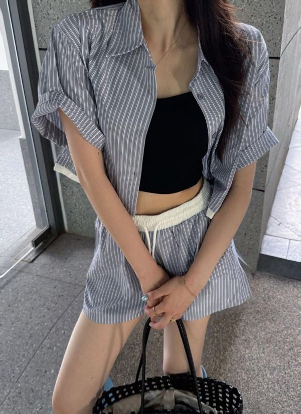 可愛短袖襯＋短褲套裝 