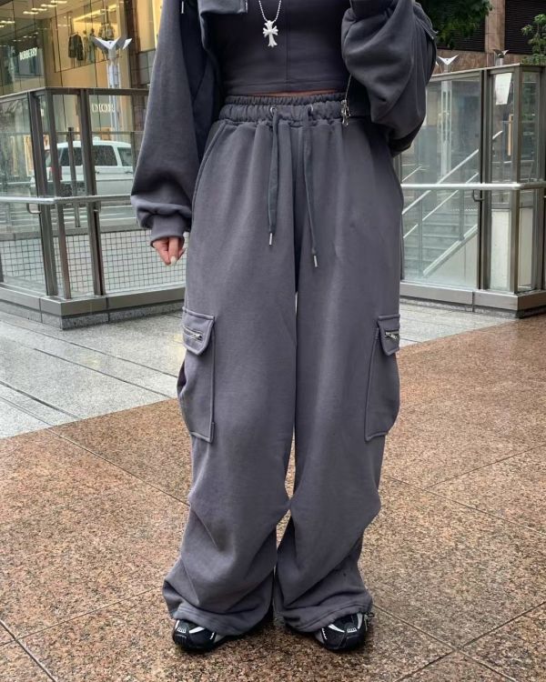 褶皺休閒長褲 