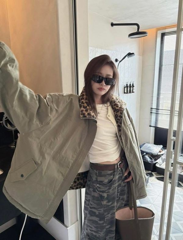 兩穿豹紋水洗軍外套 