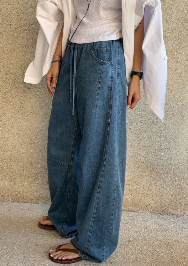 百搭抽繩闊腿褲 