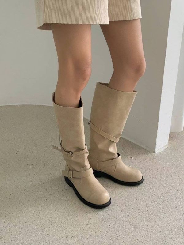 T015.皮革皮帶扣長靴 