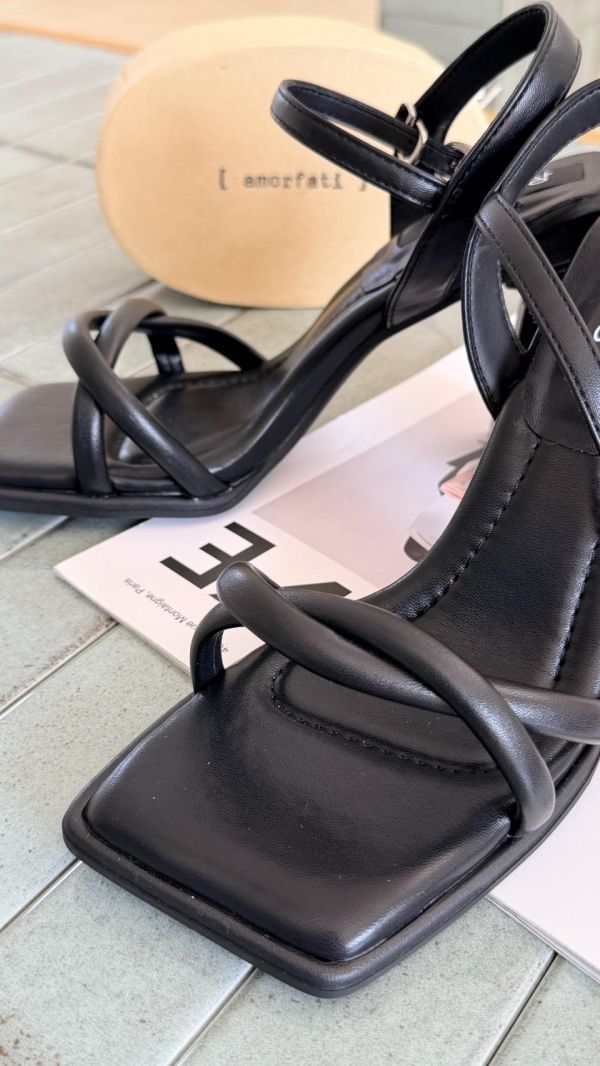 紐結真皮高跟涼鞋 