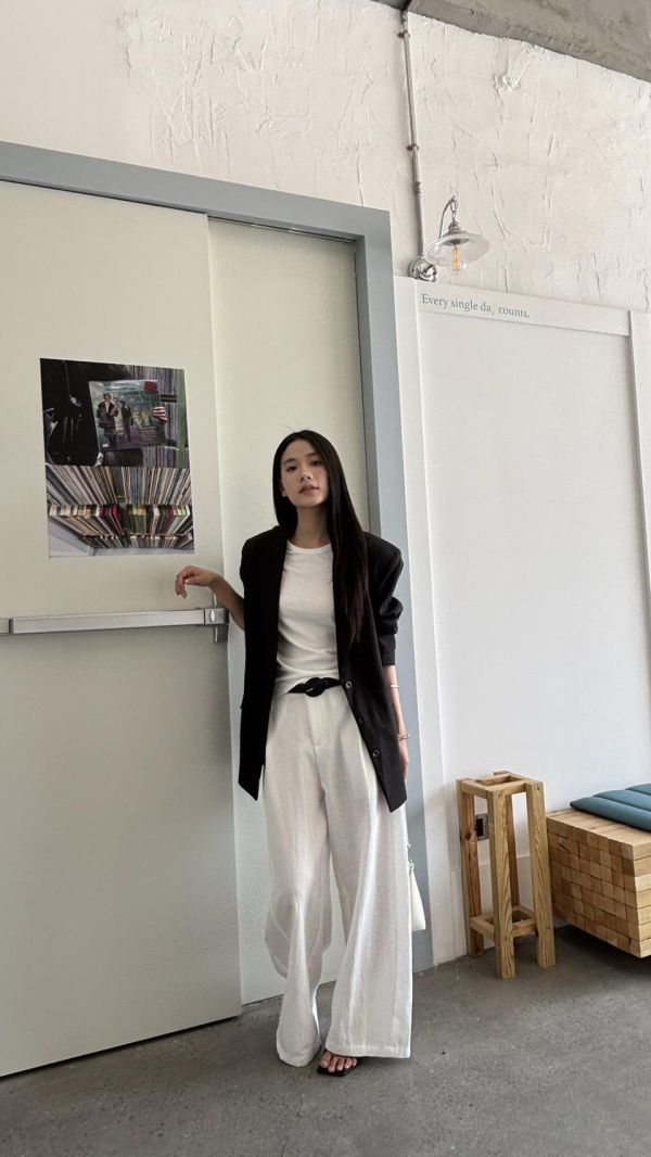 麻料挺版外套（黑色） 