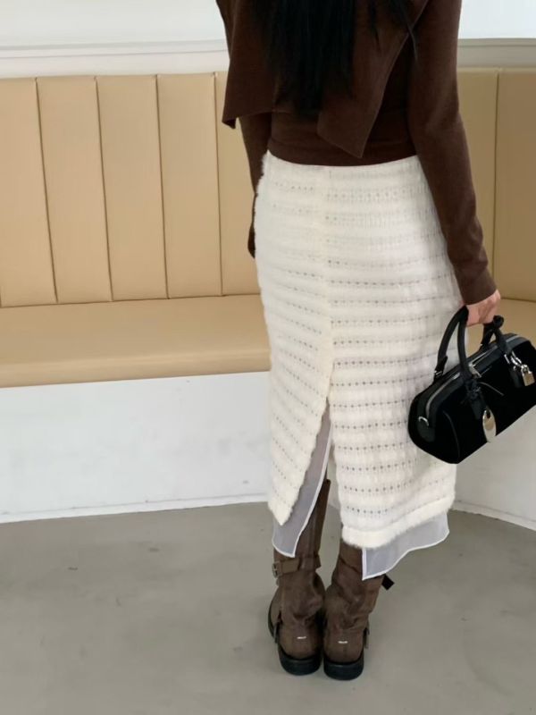 H010.拼接紗長裙 