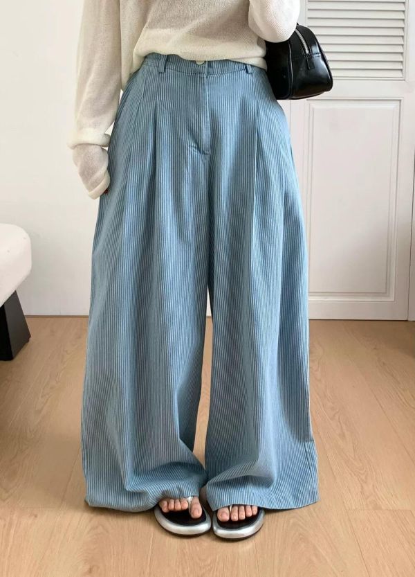 慵懶條紋長褲 
