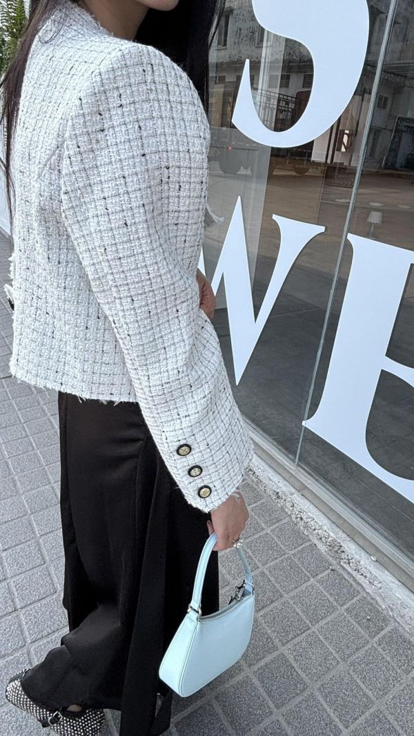 小香質感毛鬚外套（白色） 