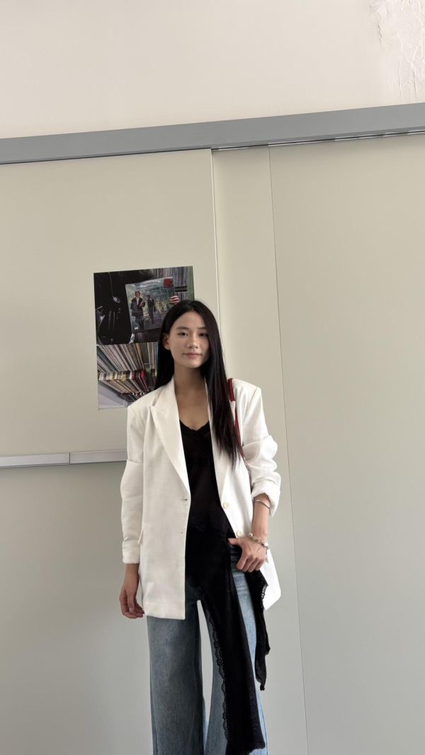 麻料挺版外套（白色） 