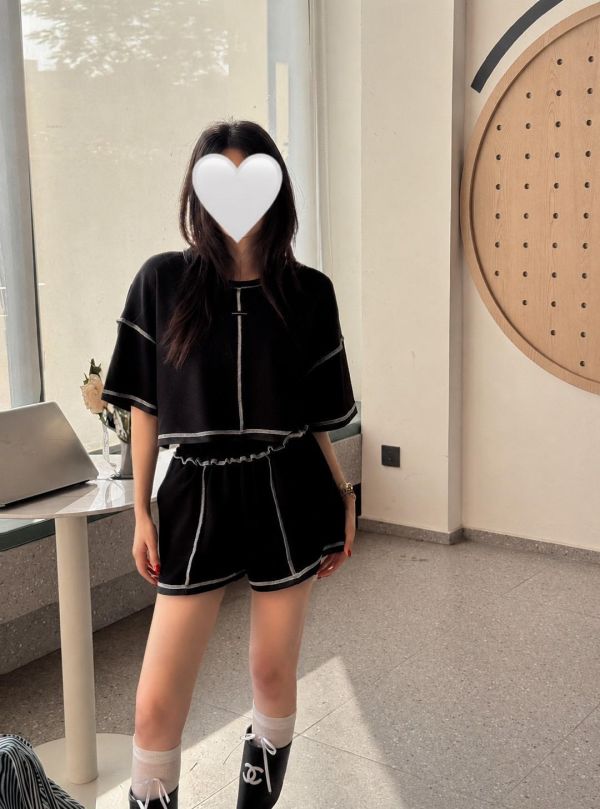 滾邊短褲套裝 