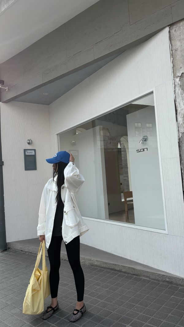 前口袋長版工裝薄外（白色） 