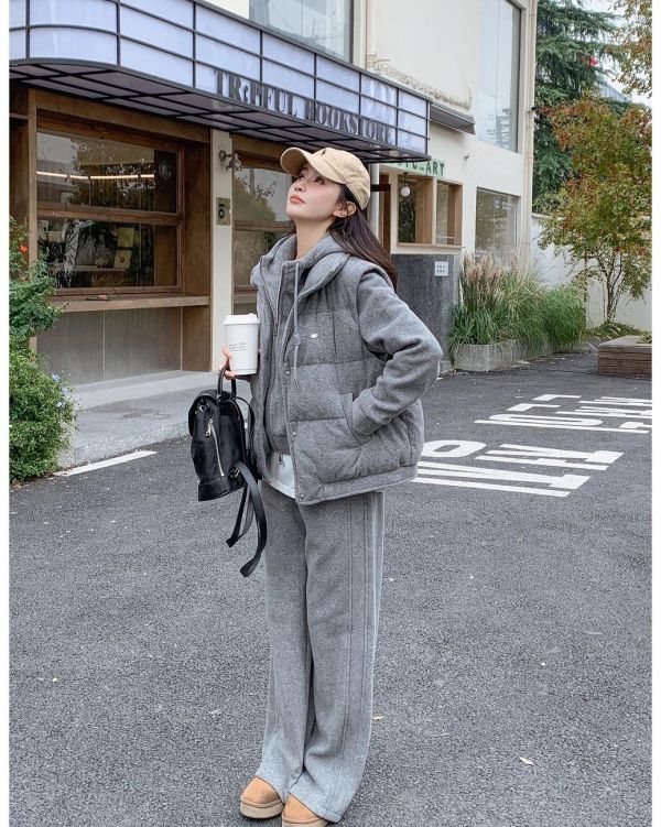 三件組鋪棉背心＋加絨外套＆褲子 