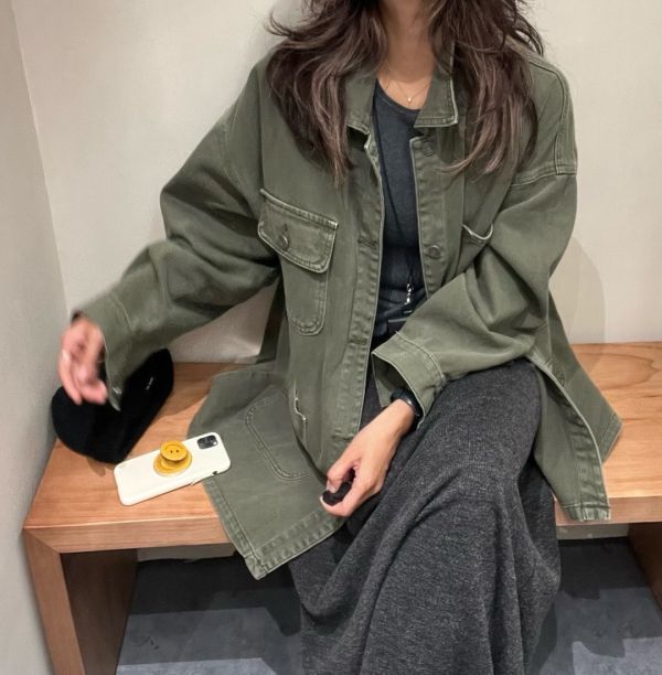 復古多口袋工裝外套 