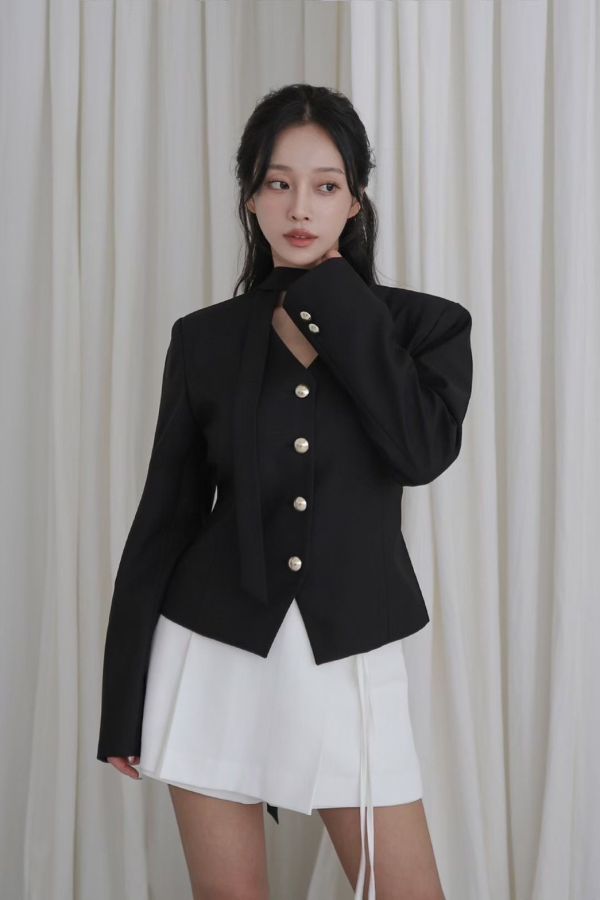 S02.Ｖ領純色外套 