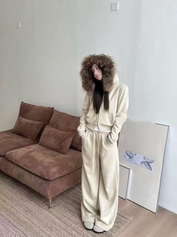 狐狸毛領連帽套裝 