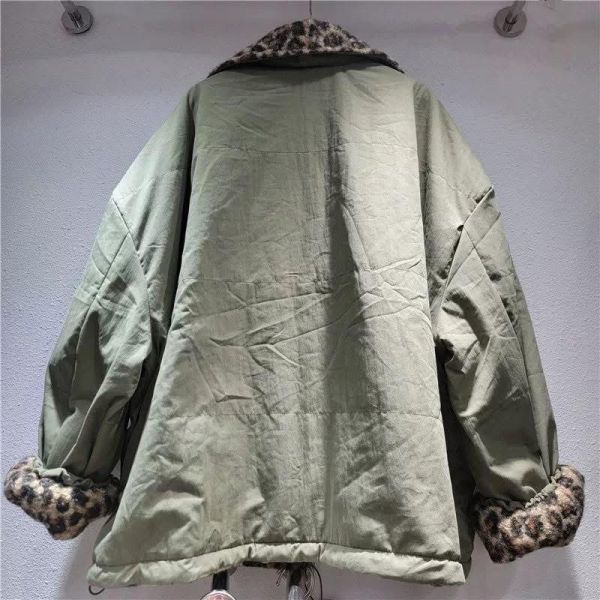 兩穿豹紋水洗軍外套 