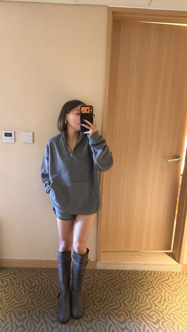 T01.休閒拉鍊短褲套裝 