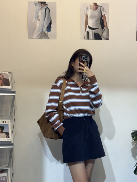 V012.Polo領線條衣 