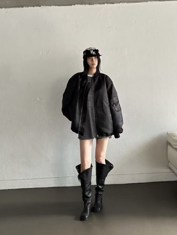 W08.後抓縐飛行外套 