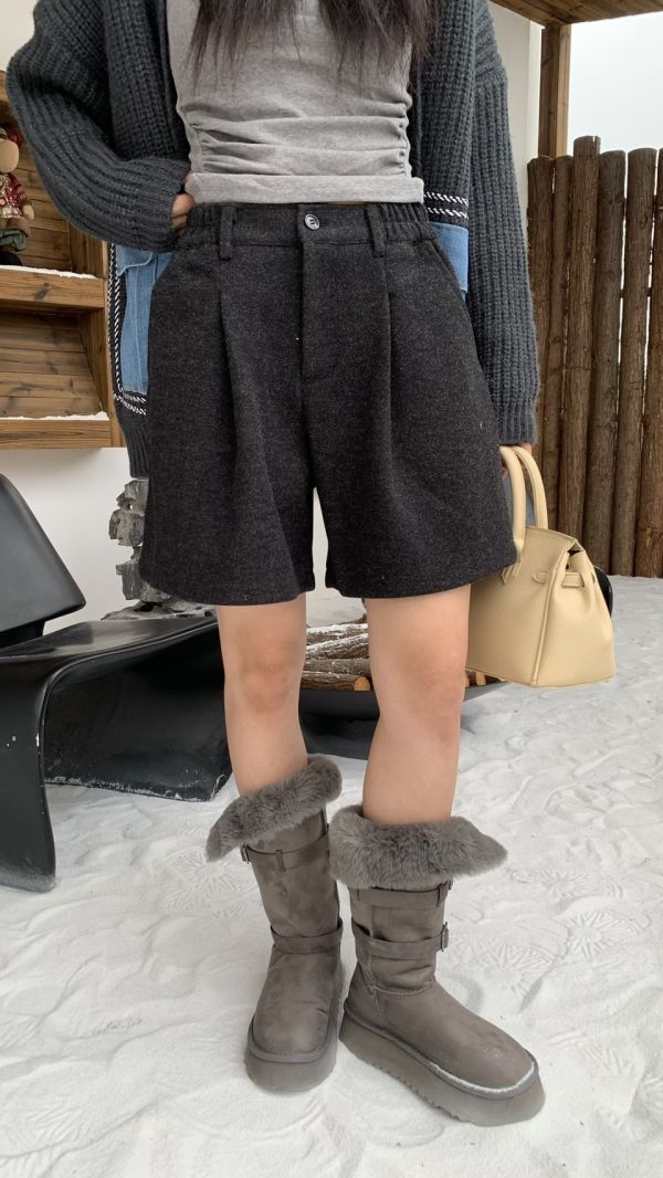 五分毛呢短褲（深灰） 