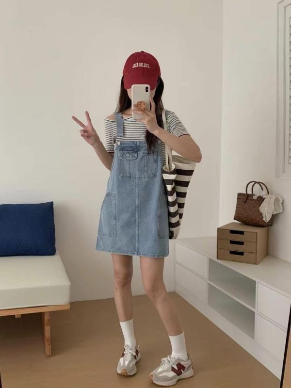 吊帶牛仔裙 