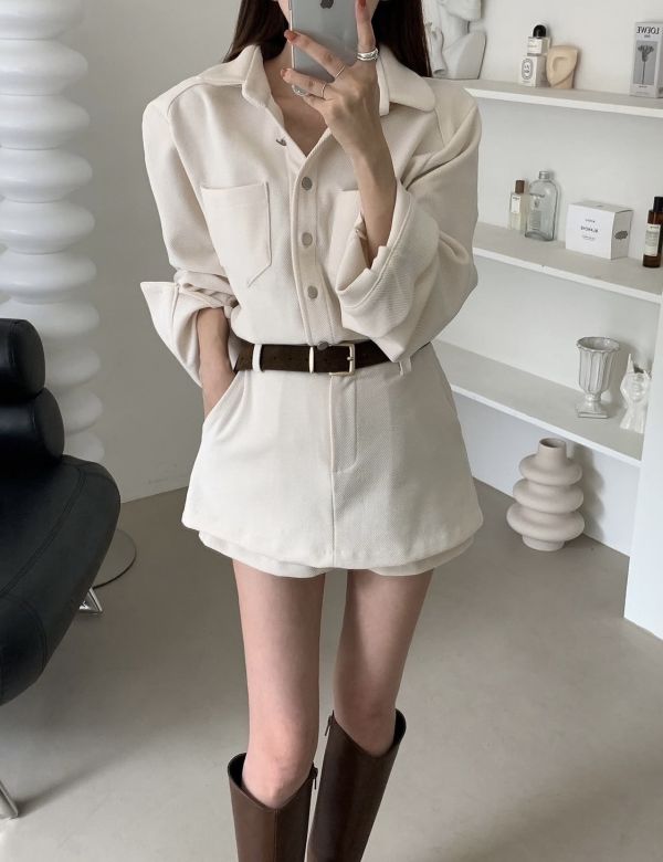 V019.燈芯絨襯＋短褲裙 