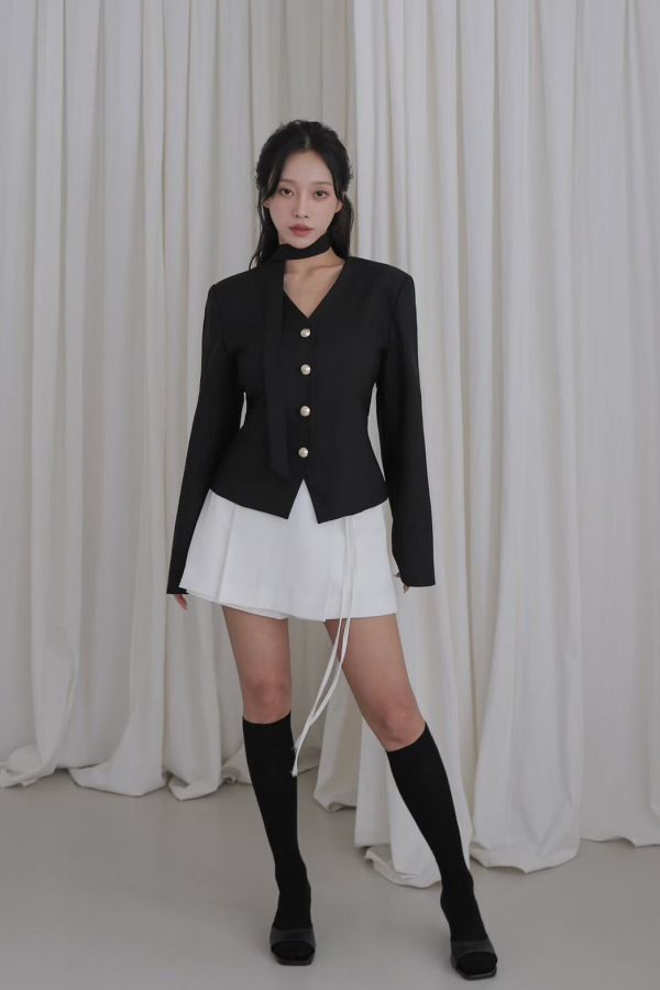 S02.Ｖ領純色外套 