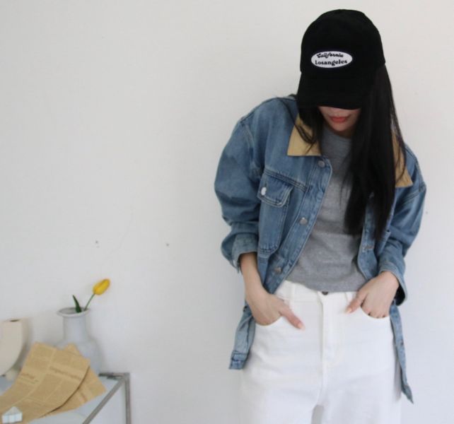 H14.撞色領牛仔外套 
