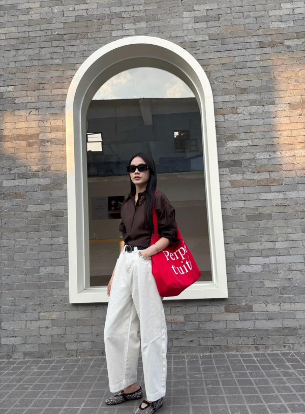 防曬光澤襯衫（棕色） 