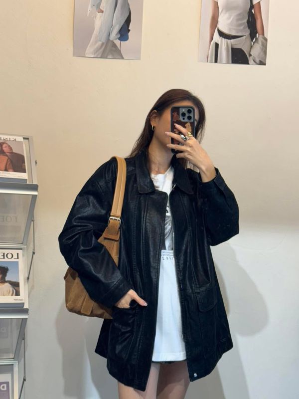 V013.帥氣麂皮仿皮革外套 