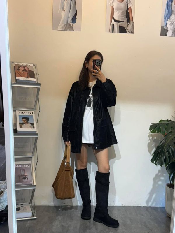 V013.帥氣麂皮仿皮革外套 