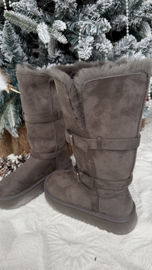 水貂毛可翻折雪靴 