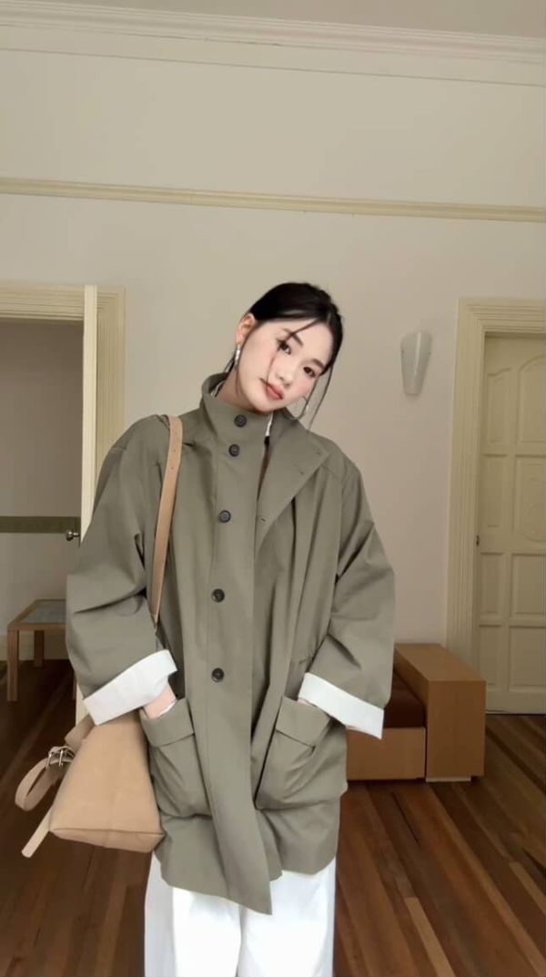 A014.收腰口袋風衣外套 