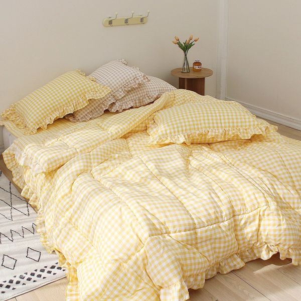 U02.格紋滾邊四季被 