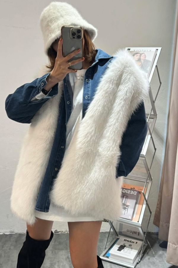 仿狐狸毛皮草背心 