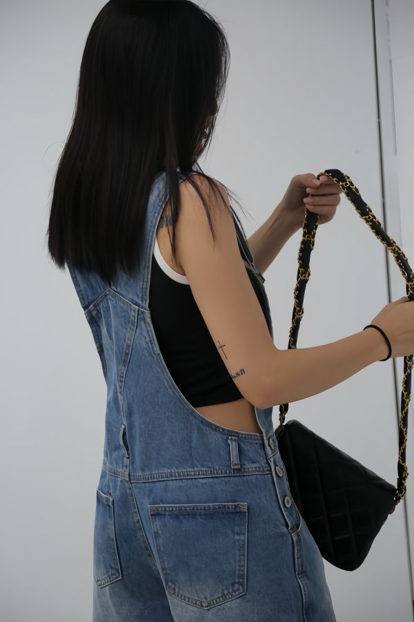 H51.牛仔吊帶連身褲 