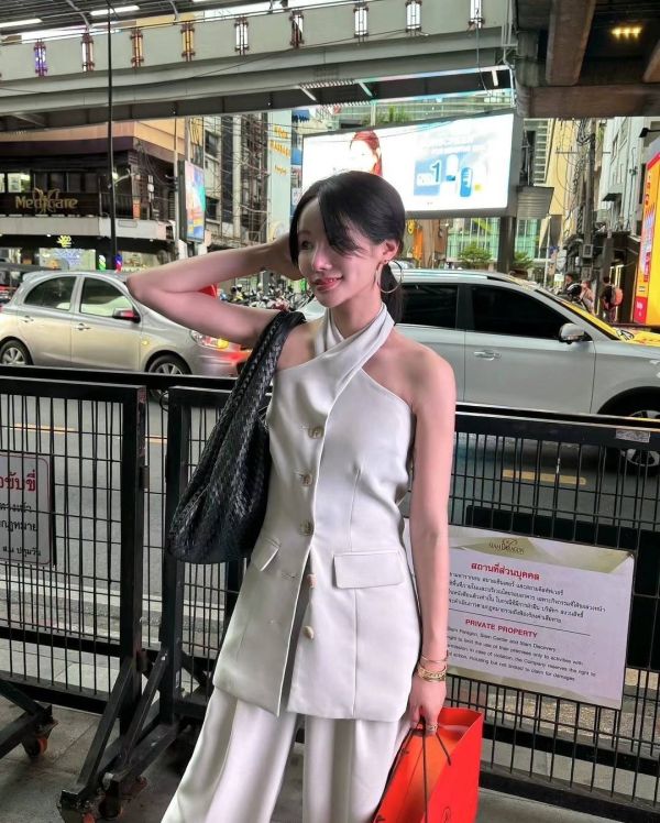 法式掛脖馬甲背心 