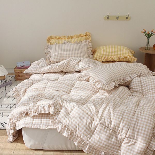 U02.格紋滾邊四季被 