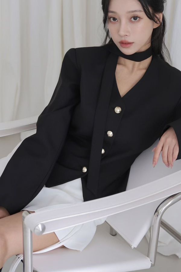 S02.Ｖ領純色外套 