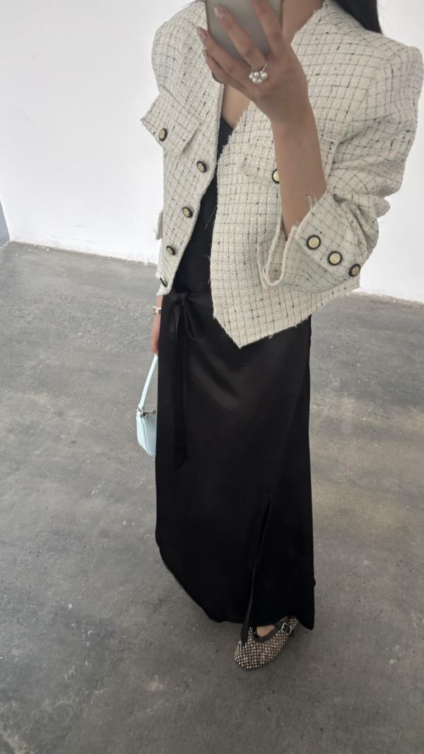 小香質感毛鬚外套（白色） 