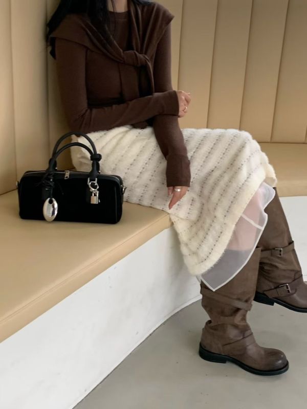 H010.拼接紗長裙 