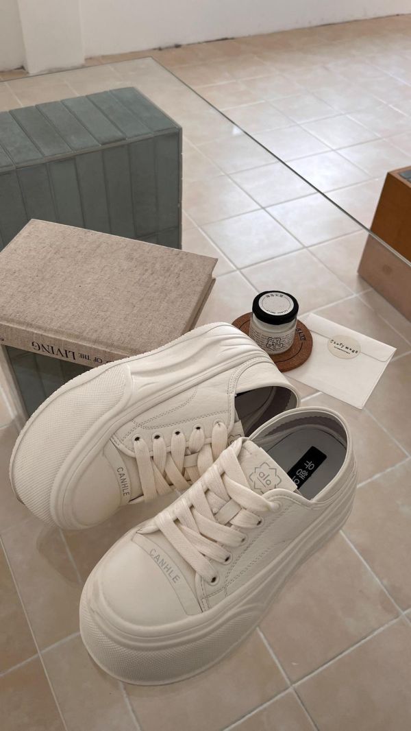 厚底增高真皮鞋 