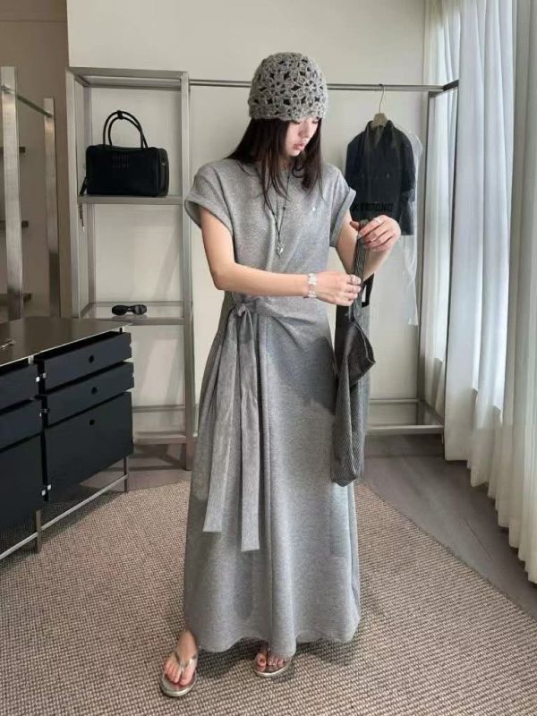 側綁棉質休閒長洋 