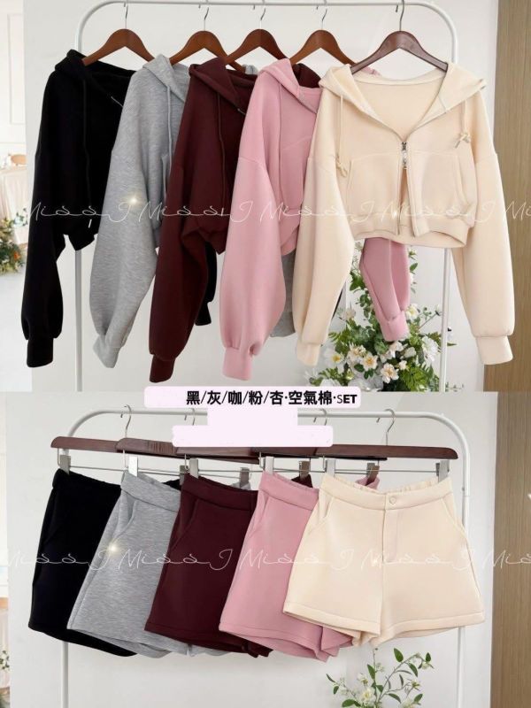 連帽空氣棉短褲SET 