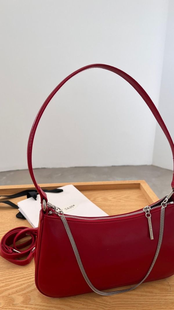 真皮紅色鏈包 