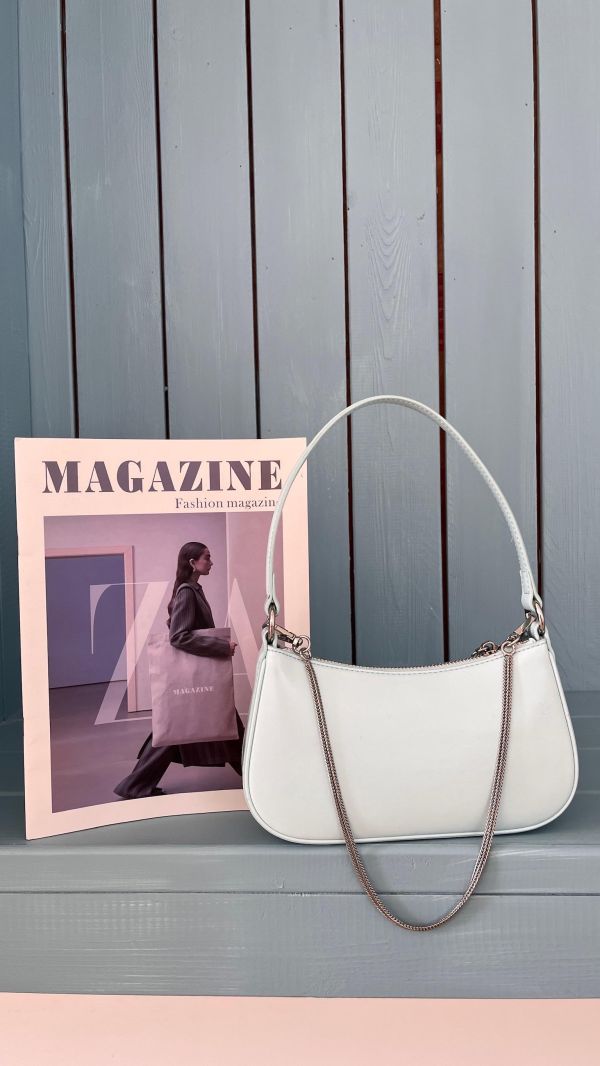 真皮藍色小眾腋下包 