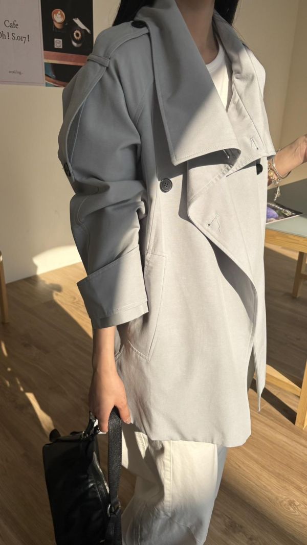 大翻領風衣外套 