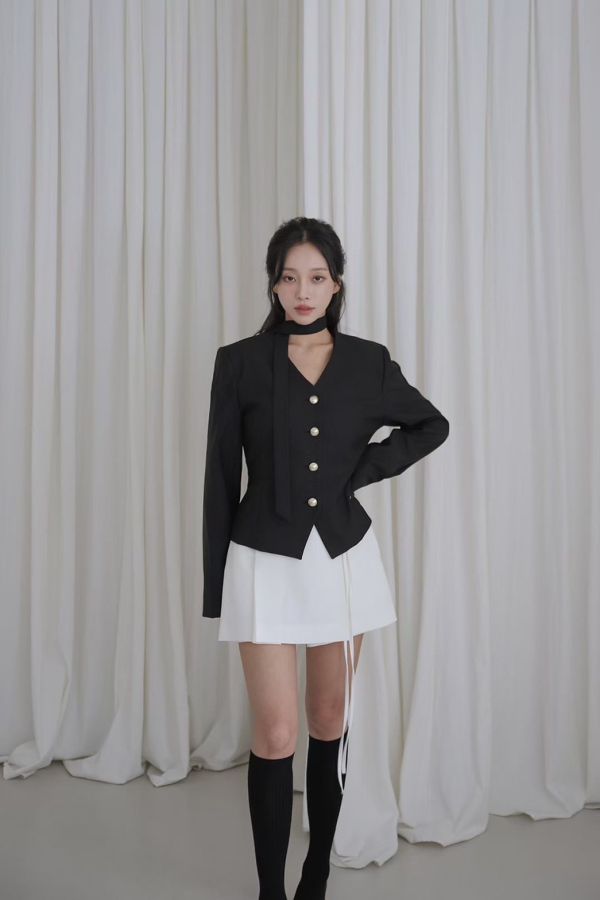 S02.Ｖ領純色外套 