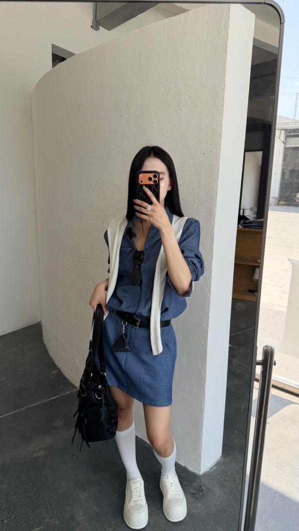 附披肩套裝（藍色） 