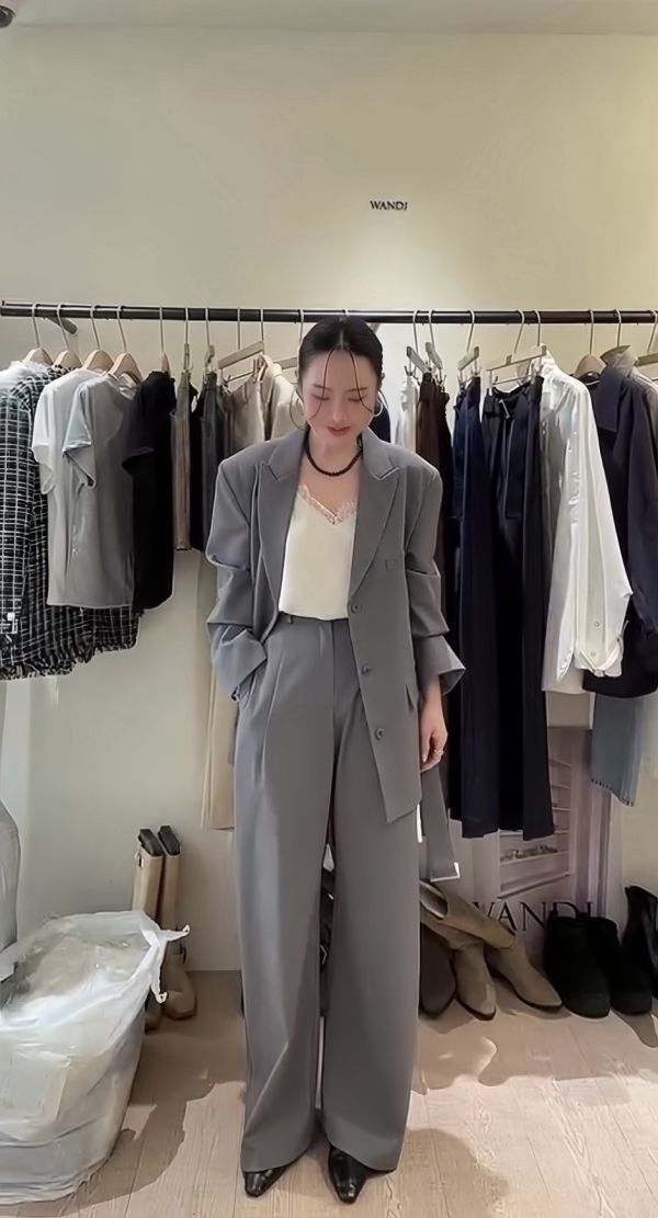 立體壓折西裝褲 